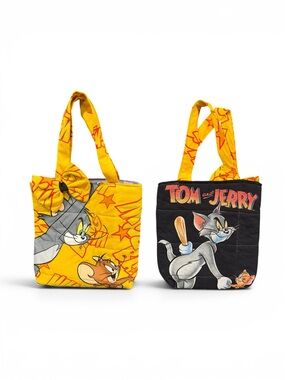 Handmade Tom and Jerry Cartoon Tote Bags - Yellow & Black